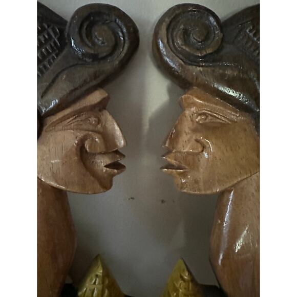 2 Vintage Hand Carved Wood Wall Hanging set Honduras  folk art figures plaques - Picture 4 of 14
